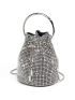 Cubic Zirconia Rhinestones Drawstring Evening Bag With Chain Top-Handle Glamorous For Party Prom Wedding, Perfect Bride Purse For Wedding, Prom & Party Events