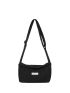 Letter Patch Hobo Bag Nylon Casual Black