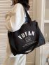 Letter Graphic Shopper Bag Casual Large Capacity