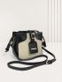 Mini Bucket Bag Fashionable Argyle Pattern Buckle Design Adjustable Strap Drawstring Lock For Office