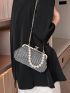 Rhinestones Pearl Decor Evening Bag With Chain Top-Handle Kiss Lock Glamorous For Party Prom Wedding