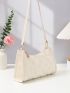 Small Square Bag With Zipper Fashionable Quilted Detail Adjustable Strap For Daily Outdoor