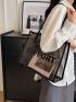 Large Shoulder Tote Bag With Insert Minimalist Letter Pattern Mesh No-Closure For Shopping