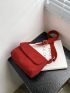 Mini Flap Messenger Bag Solid Neon Red