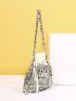 Metallic Beaded Bucket Bag With Drawstring Design Inner Pouch