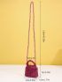 Mini Square Bag Cute Purple Beads Design Lightweight Flap Turn-Lock For Daily Outdoor & Trip