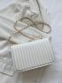 Quilted Detail Square Bag Flap Chain White PU Elegant