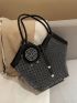 Studded Shoulder Tote Bag With Coin Purse