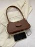 Minimalist Baguette Bag Medium Double Handle Brown