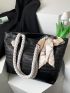 Large Straw Bag Twilly Scarf Decor