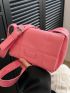 Small Flap Square Bag Quilted Pattern Neon Pink