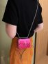 Mini Flap Square Bag Stitch Detail Neon Pink Funky