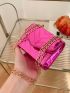 Mini Flap Square Bag Stitch Detail Neon Pink Funky