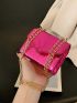 Mini Flap Square Bag Stitch Detail Neon Pink Funky