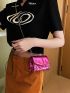 Mini Flap Square Bag Stitch Detail Neon Pink Funky