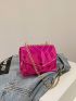 Mini Flap Square Bag Stitch Detail Neon Pink Funky