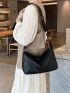 Minimalist Hobo Bag Solid Black