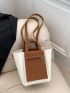 Two Tone Top Handle Bag Zip Front