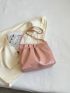 Medium Ruched Bag Solid Pink Chain Strap Fashion Style