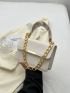 Crocodile Embossed Square Bag Chain Decor Small