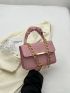 Crocodile Embossed Square Bag Chain Decor Pink