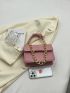 Crocodile Embossed Square Bag Chain Decor Pink