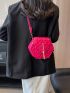 Mini Flap Novelty Bag Quilted Pattern Tassel Decor Neon Pink