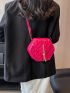 Mini Flap Novelty Bag Quilted Pattern Tassel Decor Neon Pink