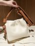 Minimalist Square Bag Ruched Detail Knot Decor