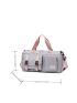 Letter Patch Decor Travel Bag Waterproof Multi-Pocket