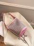 Mini Bucket Bag Studded Decor, Clear Bag