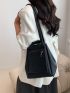 Minimalist Bucket Bag Double Handle Black