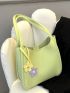 Flower Decor Bucket Bag Medium Green Preppy