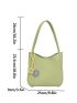 Flower Decor Bucket Bag Medium Green Preppy