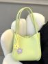 Flower Decor Bucket Bag Medium Green Preppy