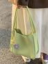 Flower Decor Bucket Bag Medium Green Preppy