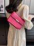 Small Square Bag Funky Neon-pink Crocodile Embossed Flap Chain PU