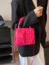 Mini Flap Square Bag Quilted Pattern With Coin Purse Neon Pink Funky