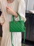 Quilted Square Bag Mini Double Handle Green