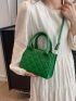 Quilted Square Bag Mini Double Handle Green