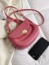 Minimalist Saddle Bag Metal Decor Small Neon Pink