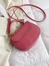 Minimalist Saddle Bag Metal Decor Small Neon Pink