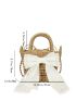 Bow Decor Straw Bag Small Drawstring Design For Beach