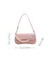 Faux Pearl Beaded Baguette Bag Medium Pink