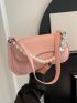 Faux Pearl Beaded Baguette Bag Flap Pink