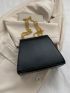 Minimalist Square Bag Small Metal Decor Black