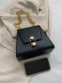 Minimalist Square Bag Small Metal Decor Black