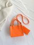 Mini Square Bag Stitch Detail With Coin Purse Neon Orange Funky