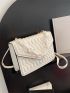 Quilted Square Bag Small Chain Strap White