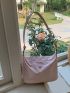 Minimalist Hobo Bag Small Pink Nylon